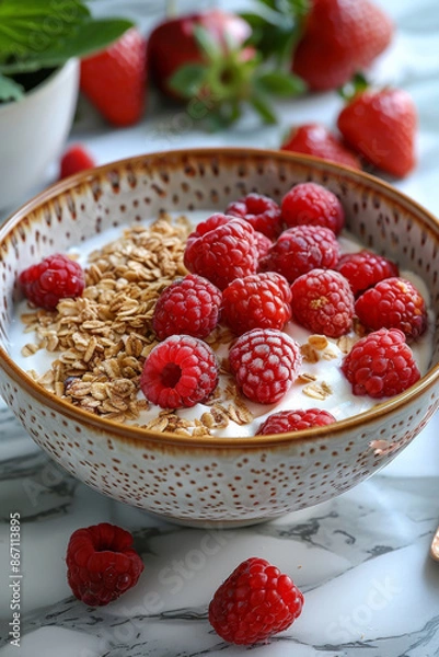 Obraz Greek Yogurt Parfait with Granola and Berries
