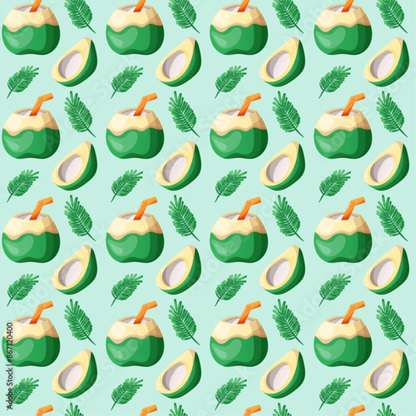 Obraz summer fresh coconut pattern illustration