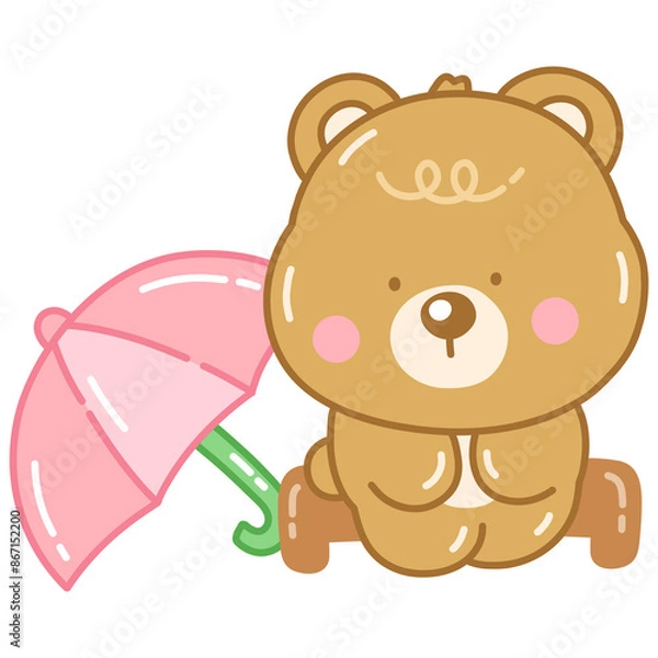 Fototapeta bear with umbrella