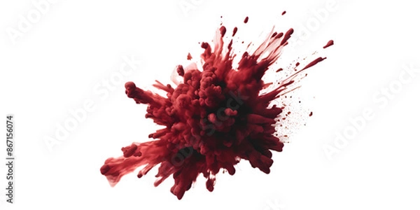 Fototapeta Abstract dark red in splash, paint, brush strokes, white background grunge stains. transparent splash paint effect. Paintball Splash. Paintball Splash