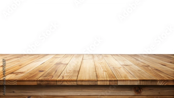 Fototapeta Empty natural wooden table top isolated with transparent background
