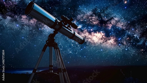 Fototapeta Watching the Milky Way through a hand held telescope, AI Generative.