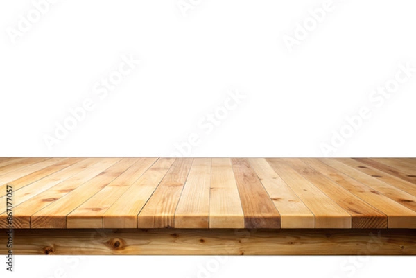 Fototapeta Empty natural wooden table top isolated with transparent background