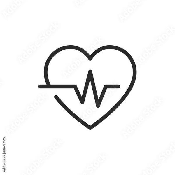 Fototapeta Heart and pulse, linear style icon. cardiovascular health. Editable stroke width