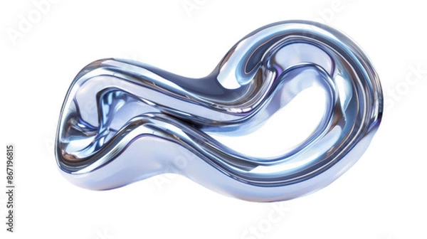 Fototapeta Abstract Chrome Sculpture in Twisting Form with Metallic Sheen