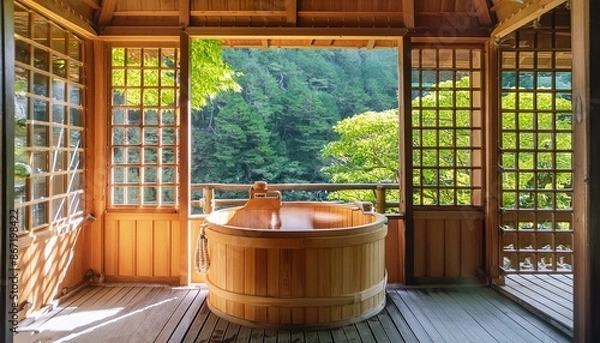 Fototapeta 夏の旅館の温泉