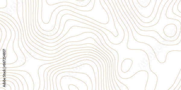 Fototapeta Abstract topographic contour map and geographic mountain relief background design .topography contour map white wave paper and curve brown color lines vector background .