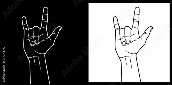 Obraz Kocham Cię ręcznie język migowy grafika wektorowa