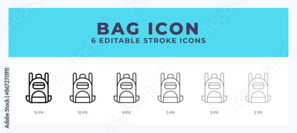 Fototapeta Bag vector icon. With different stroke vector illustration.