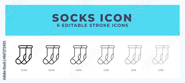 Fototapeta Socks icon vector illustration. With editable stroke for web. App and more.