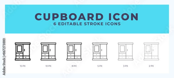 Fototapeta Cupboard icon illustration vector with editable stroke.