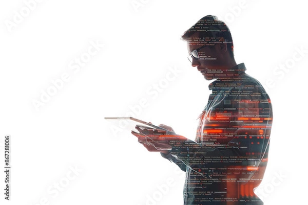 Obraz Cybersecurity Analyst Investigating Potential Data Breach isolated on transparent background