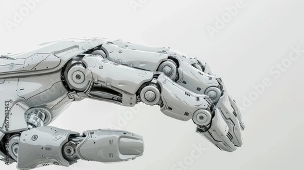 Obraz Close-up of a White Robotic Hand on a White Background