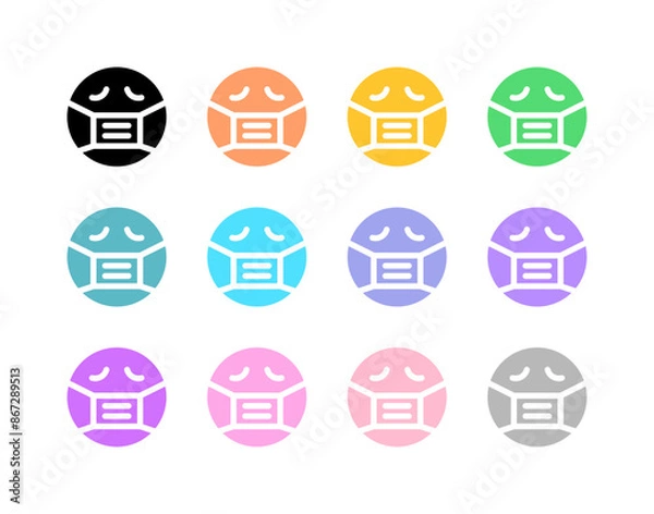 Fototapeta Editable sick mask expression emoticon vector icon. Part of a big icon set family. Part of a big icon set family. Perfect for web and app interfaces, presentations, infographics, etc