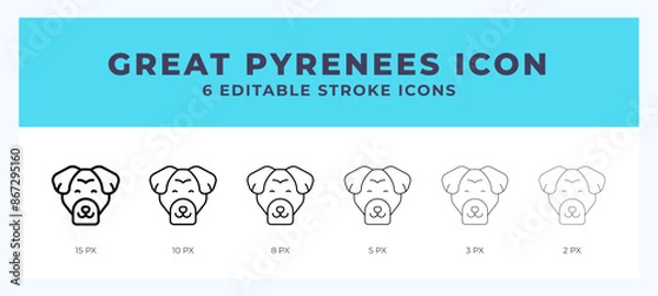 Fototapeta Great pyrenees icon vector for web. And mobile app. Editable stroke outline icon.