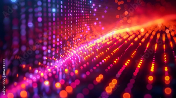 Fototapeta Striking Abstract Binary Code Design with Intersecting Luminous Fuchsia and Amber Lines Clean and Modern Digital Aesthetic