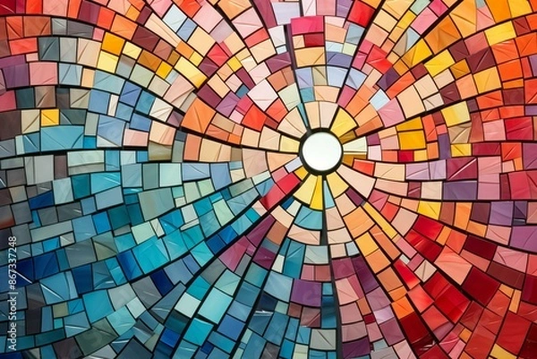 Fototapeta Mosaic Tiles Material Structure Background - Generative AI