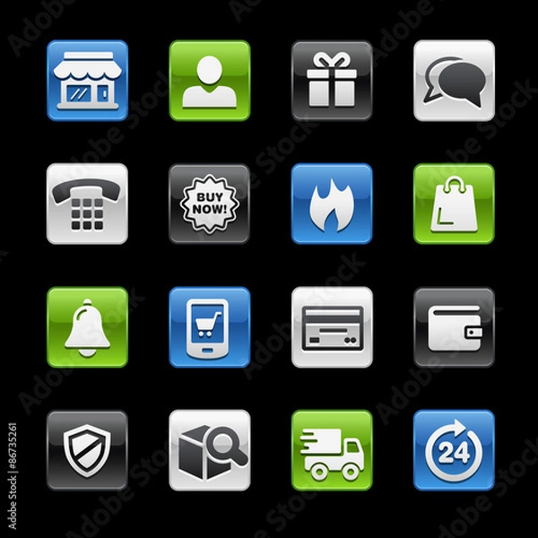 Obraz E-Shopping Glossy Buttons -- Gelbox Series