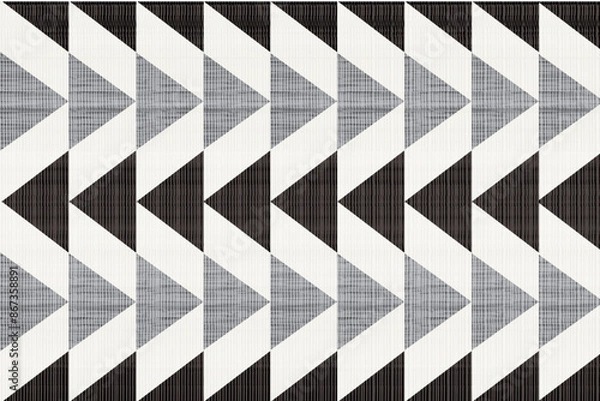 Obraz Abstract geometric patterns with mountain patterns repeat a seamless vector black and white texture background