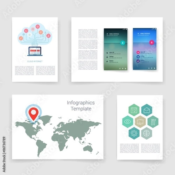 Fototapeta Templates. Design Set of Web, Mail, Brochures. Mobile