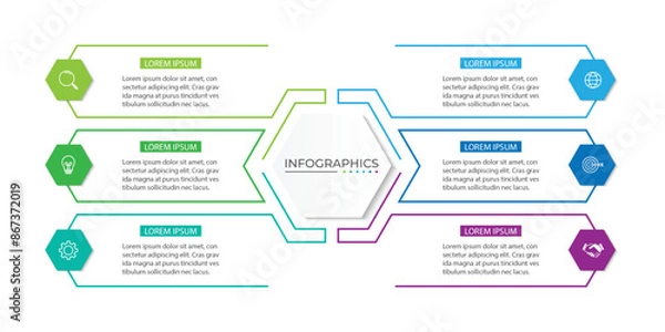 Fototapeta Vector infographic design template with 6 options or steps
