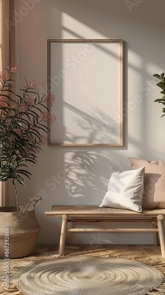 Fototapeta Mockup frame in simple minimal interior background