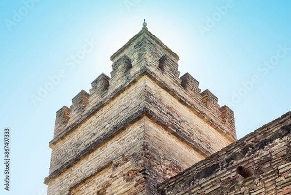 Obraz Ancient fortress. Detail of a medieval castle tower.