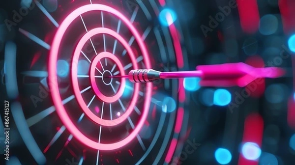 Fototapeta Niche Marketing A glowing target icon with niche audience graphics seminar