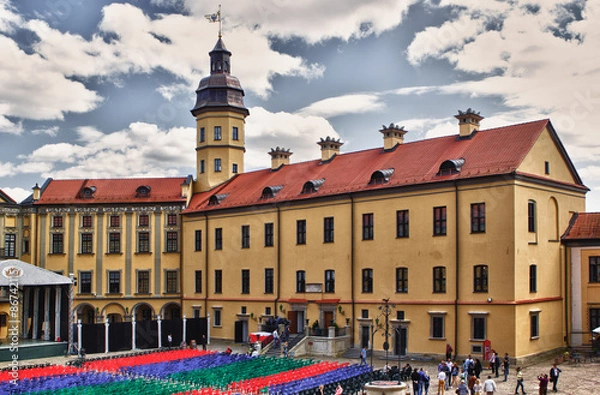 Obraz View on the main square of the Niasvizh castle in Belarus