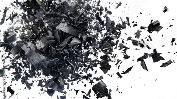 Obraz A black and white photo of a pile of broken glass fragments