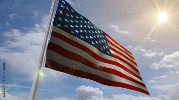 Obraz USA waving flag 3d illustration