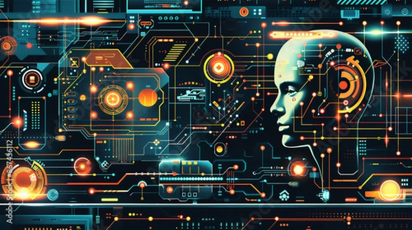 Fototapeta  AI 学習と人工知能の概念