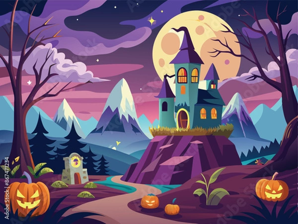 Obraz halloween background with castle