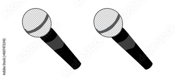 Fototapeta Modern microphone for voice, music, sound, speak, radio recording. Outline. Vector illustration. Pop, disco, jazz, blues, rock equipment. Hand drawn