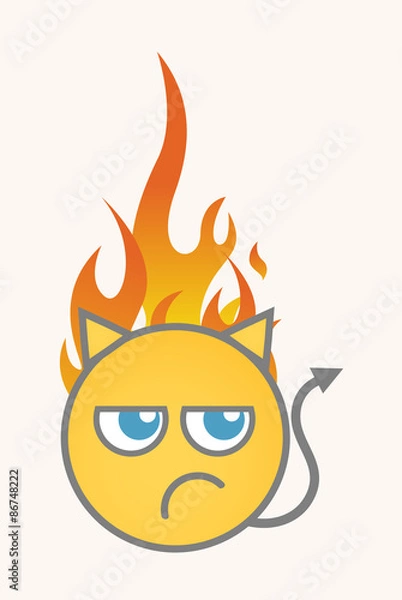 Fototapeta Jealous Devil - Cartoon Smiley Vector Face