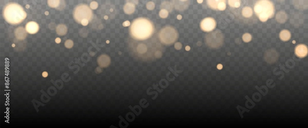 Fototapeta Gold bokeh lights isolated. Vector background with gold sparkles