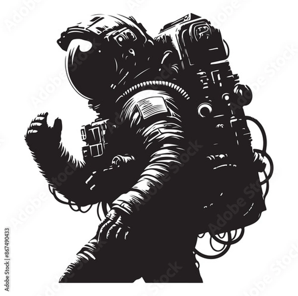 Fototapeta silhouette of an astronaut silhouette Vector Isolated Vector Illustration,