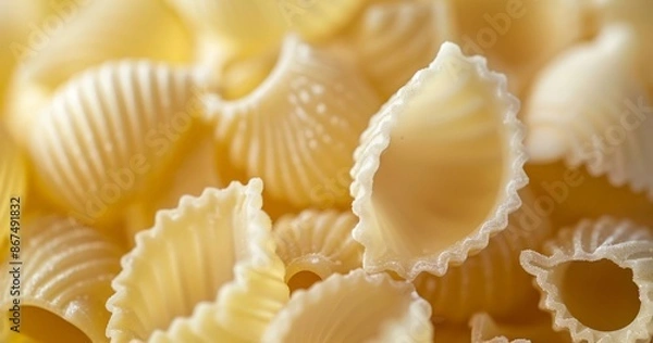 Obraz  Close-up of Artisan Pasta: Handcrafted Macaroni with a Focus on Texture and Color