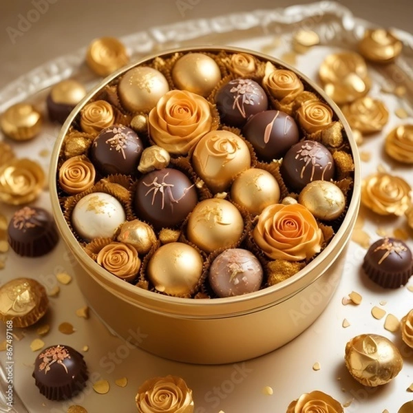 Fototapeta chocolate candies in a luxury box