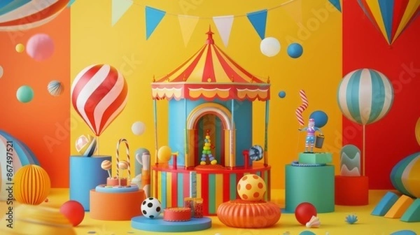 Fototapeta product display for a fun and playful product, such as toys or games