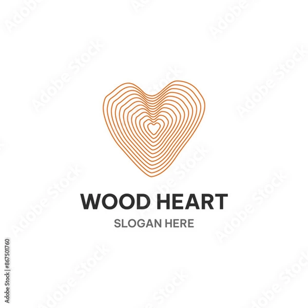 Obraz Wood heart logo in interpolated line. Wood heart vector illustration
