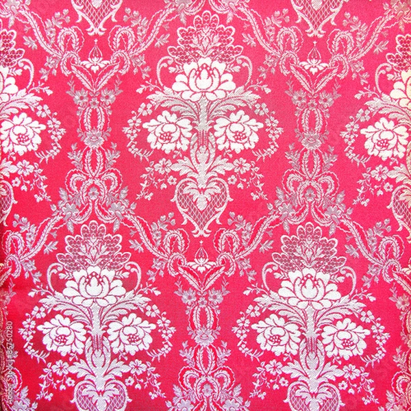 Fototapeta Red vintage fabric with gold decor