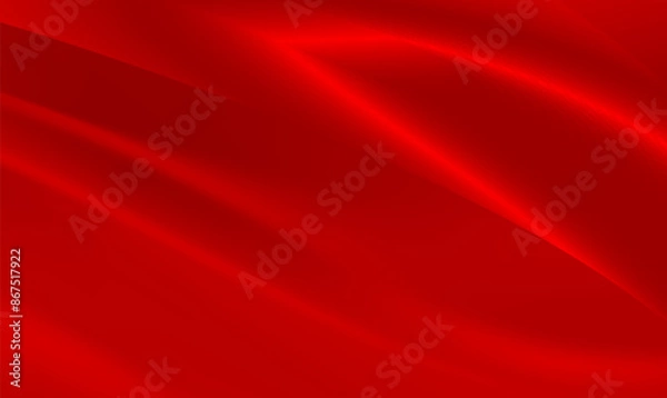 Fototapeta Abstract luxury Red silk satin background with waves and drapery. Natural glossy silk fabric background. Red luxurious background for celebration, ceremony, event, invitation card, advertising. Vector
