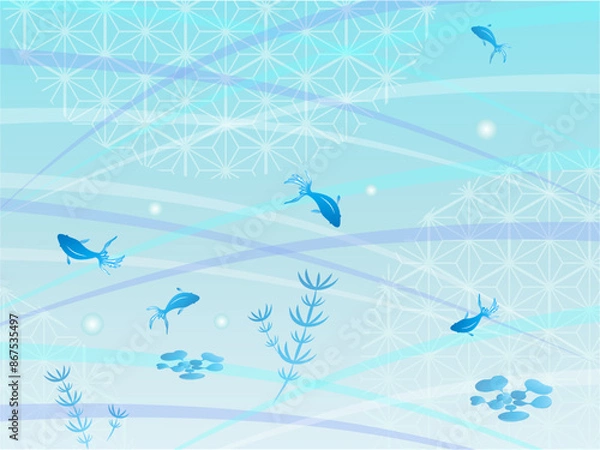 Obraz 夏の涼し気な金魚の和風イラスト