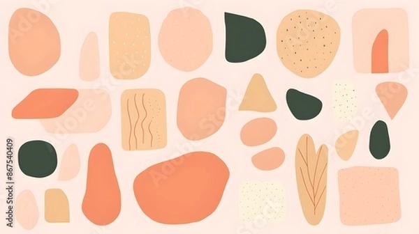 Fototapeta Abstract Shapes and Textures in peach fuzz Tones. Artistic Background