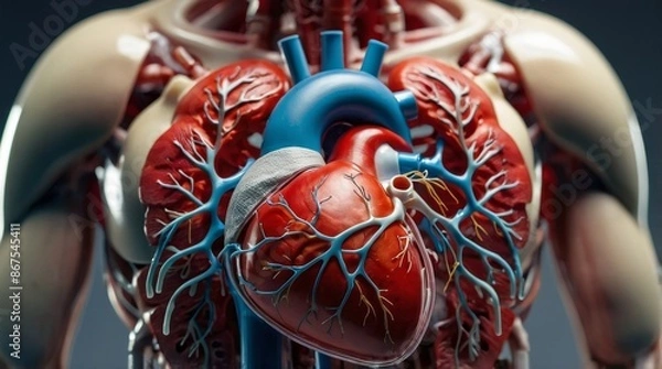 Obraz Artificial plastic model of human heart standing again