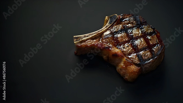 Obraz bone steak on black background and an empty area for text