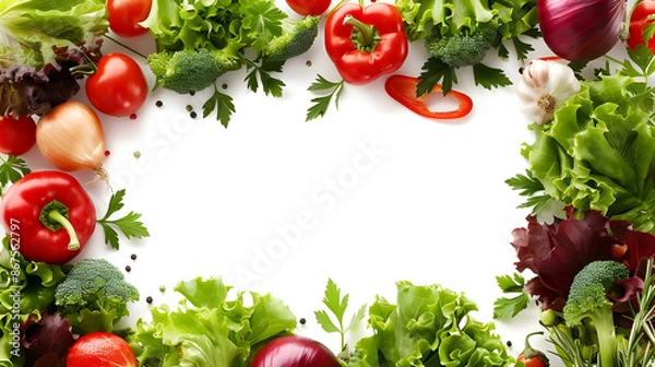 Obraz vegetables border frame isolated on white background