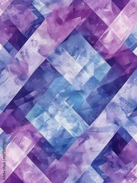 Fototapeta Abstract watercolor background with diagonal stripes in blue and purple tones.