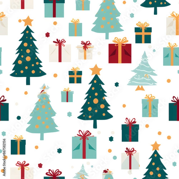 Obraz Adorable Christmas Seamless Pattern